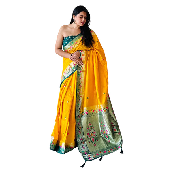 Premium Paithani Soft Silk Saree for Women Luxurious Maharani Style Saree for Weddings VE-2