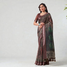 Linen Cotton Floral  Digital Printed Pattern Soft & Lightweight Saree with Unstitched Blouse Piece AB-4