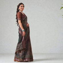 Linen Cotton Floral  Digital Printed Pattern Soft & Lightweight Saree with Unstitched Blouse Piece AB-4