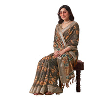 Superior Soft Fabric with High-Definition Digital Print Linen Cotton Saree Lightweight Ethnic Wear AB-2