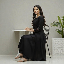 Women Premium Traditional Indian Black Kurti Palazzo Set RM-2