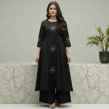 Women Premium Traditional Indian Black Kurti Palazzo Set RM-2