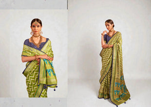 Pure Silk Patola Saree Traditional Indian Wedding Wear Intricate Ikkat Pattern with Luxurious Patola Silk AB-6