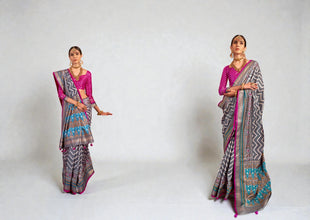Pure Silk Patola Saree Traditional Indian Wedding Wear Intricate Ikkat Pattern with Luxurious Patola Silk AB-6