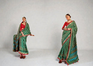 Pure Silk Patola Saree Traditional Indian Wedding Wear Intricate Ikkat Pattern with Luxurious Patola Silk AB-6