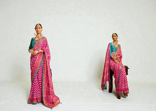 Pure Silk Patola Saree Traditional Indian Wedding Wear Intricate Ikkat Pattern with Luxurious Patola Silk AB-6