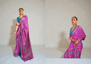 Pure Silk Patola Saree Traditional Indian Wedding Wear Intricate Ikkat Pattern with Luxurious Patola Silk AB-6