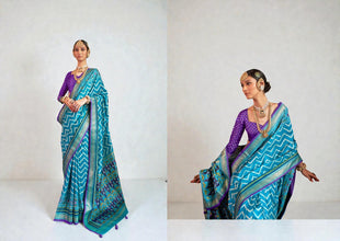 Pure Silk Patola Saree Traditional Indian Wedding Wear Intricate Ikkat Pattern with Luxurious Patola Silk AB-6