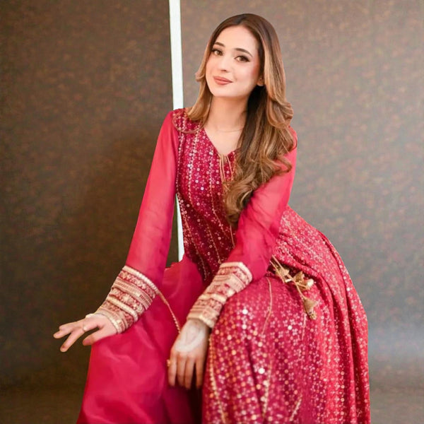 New Designer Party Wear Gown with Pant & Dupatta Set Ready-to-Wear Ethnic 3-Piece Suite for Women ZB-12