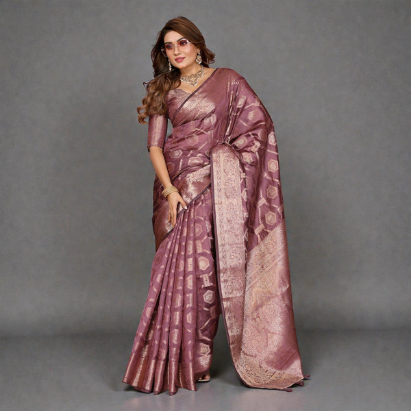 Designer Soft Organza Silk Saree  Banarasi Style Weaving with Shimmer Finish Superior Quality Party Wear Saree VE-13