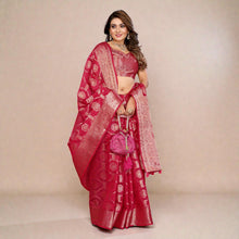Designer Soft Organza Silk Saree  Banarasi Style Weaving with Shimmer Finish Superior Quality Party Wear Saree VE-13