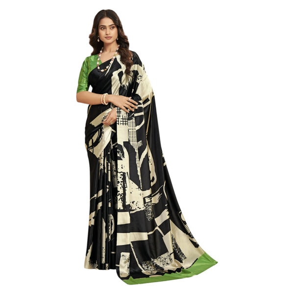 Premium Malai Crepe Digital Floral Printed Design Soft Silk Saree for Women AB-8