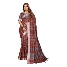 Superior Soft Linen by Linen Chex Saree Rich All-Over Weaving Work Traditional Indian Saree VE-11
