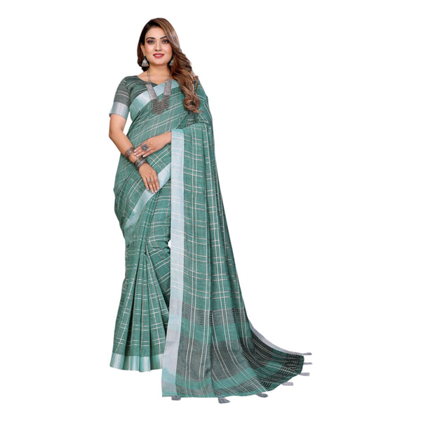 Superior Soft Linen by Linen Chex Saree Rich All-Over Weaving Work Traditional Indian Saree VE-11