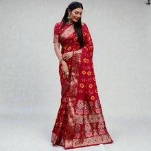 Designer Bandhej Silk with Paithani Style Zari Border  Royal Maharashtrian & Rajasthani Fusion Look Saree VE-001