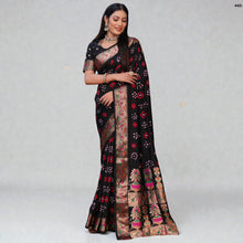 Designer Bandhej Silk with Paithani Style Zari Border  Royal Maharashtrian & Rajasthani Fusion Look Saree VE-001