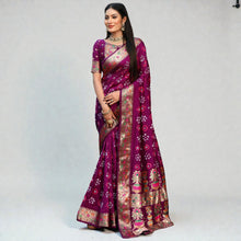 Designer Bandhej Silk with Paithani Style Zari Border  Royal Maharashtrian & Rajasthani Fusion Look Saree VE-001