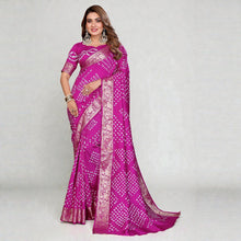 Women's Pure Dola Silk Saree with Handmade Bandhej Elegant Wedding Wear Saree VE-02