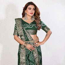 Women's Pure Dola Silk Saree with Handmade Bandhej Elegant Wedding Wear Saree VE-02