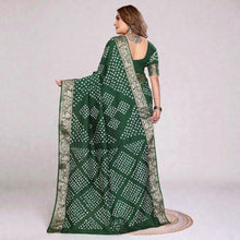 Women's Pure Dola Silk Saree with Handmade Bandhej Elegant Wedding Wear Saree VE-02