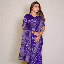 Women's Pure Dola Silk Saree with Handmade Bandhej Elegant Wedding Wear Saree VE-02