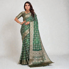 Traditional Bandhej Print with All over Zari Weaving BorderParty Wear Satin Silk Saree VE-03