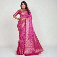 Traditional Bandhej Print with All over Zari Weaving BorderParty Wear Satin Silk Saree VE-03