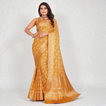 Traditional Bandhej Print with All over Zari Weaving BorderParty Wear Satin Silk Saree VE-03