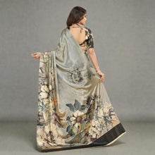 Digital Floral Print Malai Crepe Saree Premium Soft Silk Flowy Drape Elegant Cocktail & Evening Party Wear Saree AB-18