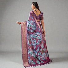 Soft Lichi Silk Saree Rich Traditional Zari Border & Floral Printed Glamour Luxury Bridal Party Wear Saree AB-17