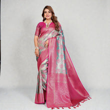 Pure Banarasi Tissue Silk Rich Paithani Border & Pallu Gold Weaving Butties Premium Contrast Bridal Saree VE-11