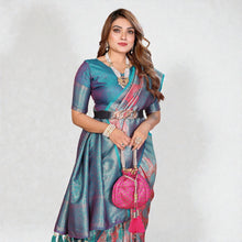 Pure Banarasi Tissue Silk Rich Paithani Border & Pallu Gold Weaving Butties Premium Contrast Bridal Saree VE-11