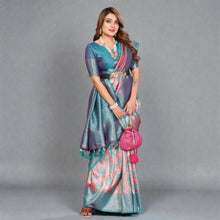 Pure Banarasi Tissue Silk Rich Paithani Border & Pallu Gold Weaving Butties Premium Contrast Bridal Saree VE-11