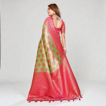 Pure Banarasi Tissue Silk Rich Paithani Border & Pallu Gold Weaving Butties Premium Contrast Bridal Saree VE-11