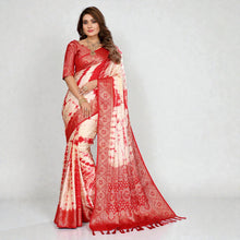 Pure Sibori Soft Satin Silk Saree | Original Shibori Tie-Dye with Rich Zari Weaving Border Big Broad Border Designer Saree Elegant Party Wear Collection VE-12