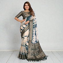 Pure Sibori Soft Satin Silk Saree | Original Shibori Tie-Dye with Rich Zari Weaving Border Big Broad Border Designer Saree Elegant Party Wear Collection VE-12