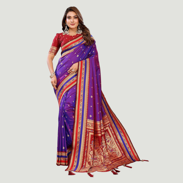 Pure Handloom Kalamkari Silk Saree Traditional Pen Kalamkari Floral Art with Zari Woven Border Flowy & Soft Silk Festive Wear VE-13