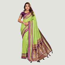 Pure Handloom Kalamkari Silk Saree Traditional Pen Kalamkari Floral Art with Zari Woven Border Flowy & Soft Silk Festive Wear VE-13