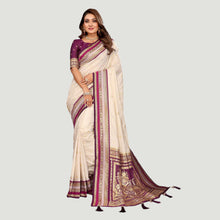 Pure Handloom Kalamkari Silk Saree Traditional Pen Kalamkari Floral Art with Zari Woven Border Flowy & Soft Silk Festive Wear VE-13