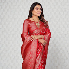 Pure Handmade Bandhej Silk Saree Original Rajasthani Bandhani with Zari Weaving Butta Rich Pallu & Big Broad Border Luxury Traditional Wedding Wear VE-14