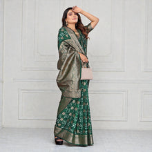 Pure Handmade Bandhej Silk Saree Original Rajasthani Bandhani with Zari Weaving Butta Rich Pallu & Big Broad Border Luxury Traditional Wedding Wear VE-14