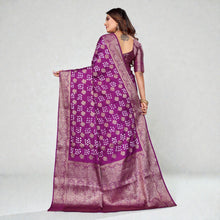 Pure Handmade Bandhej Silk Saree Original Rajasthani Bandhani with Zari Weaving Butta Rich Pallu & Big Broad Border Luxury Traditional Wedding Wear VE-14