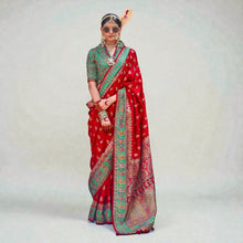 Premium Silk Blend Saree for Women Elegant Rich Zari Border & Woven Butti Work Traditional Wedding & Festive Wear AB-19