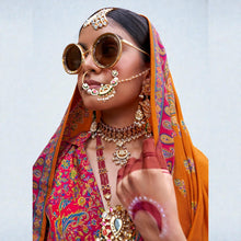 Premium Silk Blend Saree for Women Elegant Rich Zari Border & Woven Butti Work Traditional Wedding & Festive Wear AB-19