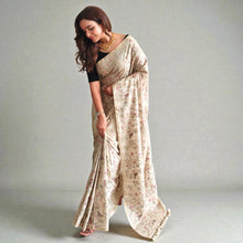 Pure Loom Tussar Silk Saree with All-Over Designer Embroidery & Gold Zari Border TS-08