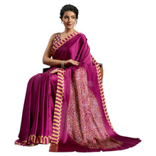 Premium Pure Satin Silk Saree with Authentic Ajrakh Hand-Block Print Luxury Traditional Ethnic Wear for Women AB-41