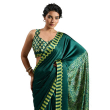 Pure Ajrakh Satin Traditional Block Print Ethnic Wear Saree for Women AB-41-2