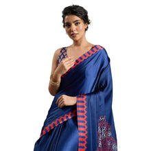 Pure Ajrakh Satin Traditional Block Print Ethnic Wear Saree for Women AB-41-2