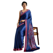 Pure Ajrakh Satin Traditional Block Print Ethnic Wear Saree for Women AB-41-2