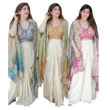 Women's Dhoti Set with Blouse & Shrug Luxurious Indo-Western Set for Weddings BB-03